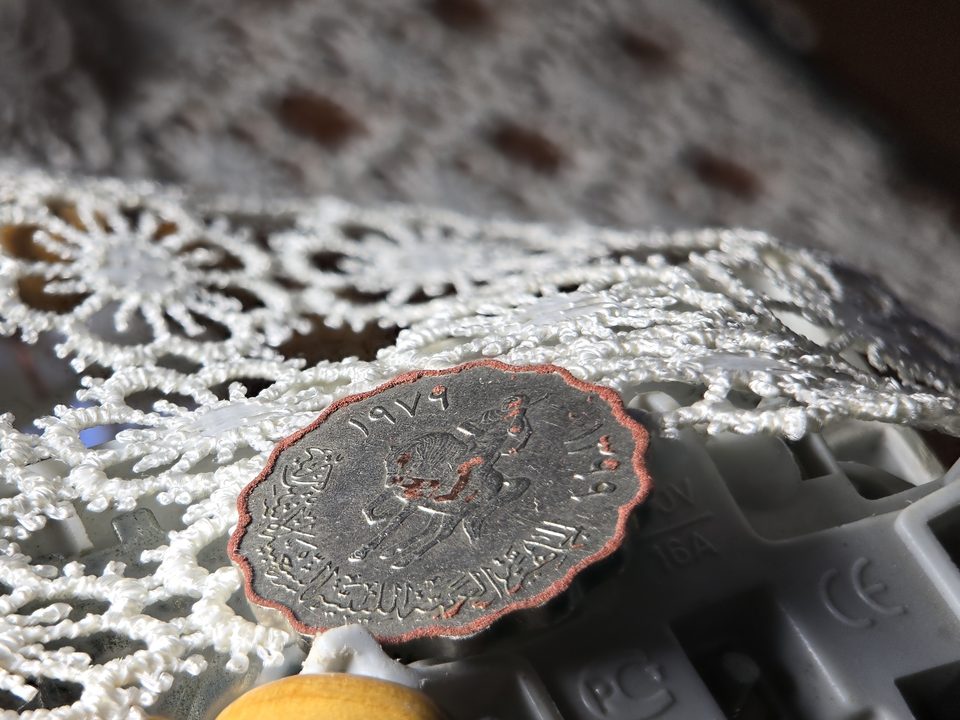 The stacked photo: beads, coin and lace all sharp